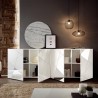 Sideboard für Wohnzimmer 4 Türen 241cm Hochglanz Weiß mit Spiegel Vittoria WH L Modell