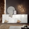 Sideboard für Wohnzimmer 4 Türen 241cm Hochglanz Weiß mit Spiegel Vittoria WH L Auswahl