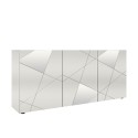 Moderne Hochglanz-Kommode weiß 181cm 3 Türen Spiegel Vittoria WH S Angebot