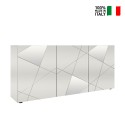 Moderne Hochglanz-Kommode weiß 181cm 3 Türen Spiegel Vittoria WH S Verkauf