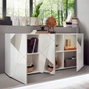 Moderne Hochglanz-Kommode weiß 181cm 3 Türen Spiegel Vittoria WH S Sales