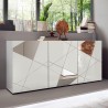 Moderne Hochglanz-Kommode weiß 181cm 3 Türen Spiegel Vittoria WH S Aktion