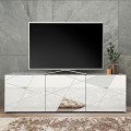 Weißes Hochglanz-TV-Möbel Brema WH Vittoria, niedrig, 3 Türen, 181 cm Aktion