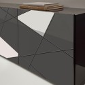 Moderner Buffetschrank mit 4 Hochglanztüren in Grau, Spiegelfront - Vittoria GR L Rabatte
