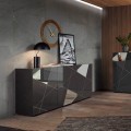 Highboard Wohnzimmer 3 Türen Hochglanz grau 181cm Vittoria GR S Aktion