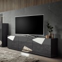 Moderner TV-Ständer mit 3 Türen, hochglänzend in Grau, Brema GR Vittoria Aktion