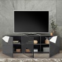 Mobiles TV-Gerät mit 3 modernen grauen glänzenden Türen, Brema GR Vittoria-Design. Lagerbestand