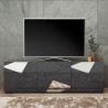 Mobiles TV-Gerät mit 3 modernen grauen glänzenden Türen, Brema GR Vittoria-Design. Rabatte