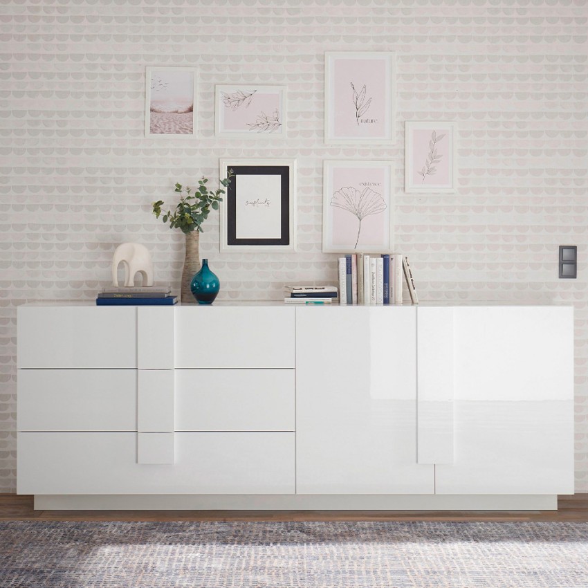 Moderne Kommode Jupiter WH L1, 2 Türen, 3 Schubladen, Hochglanz Weiß Aktion Moderne Kommode Jupiter WH L1, 2 Türen, 3 Schubladen, Hochglanz Weiß Aktion