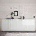 Schrank Jupiter WH L2, 241 cm, weiß glänzend, 4 Türen Rabatte