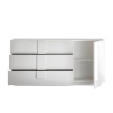 Sideboard Wohnzimmer weiß hochglanz 3 Schubladen Jupiter WH M1 Sales