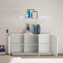 Moderne Anrichte mit 3 Türen, Hochglanz Weiß, 182 cm, WH M2 Lagerbestand