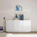Moderne Anrichte mit 3 Türen, Hochglanz Weiß, 182 cm, WH M2 Aktion