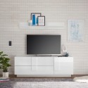 Mobiles TV-Design-Gerät im glänzend weißen Finish mit 1 Tür und 2 Schubladen Jupiter WH T1. Aktion