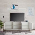 Mobiler Fernsehschrank für Wohnzimmer mit 3 glänzenden weißen Türen, moderner Jupiter WH T2. Katalog