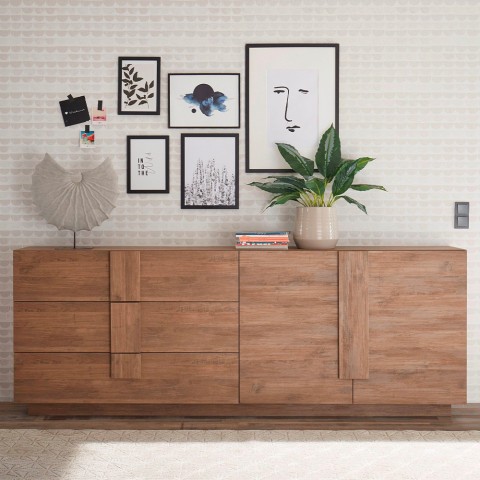 Sideboard Anrichte Wohnzimmer 241cm 2 Türen 3 Schubladen Holz Jupiter MR L1 Aktion