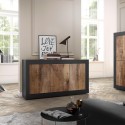 Industrielle Küchenwohnzimmerschrank mit 3 Türen aus Holz, 160 cm, Modis NP Basic. Sales