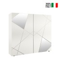Weiße Anrichte für Wohnzimmer, 2 Türen, geometrisches Design, Vittoria Glam WH Angebot
