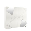 Weiße Anrichte für Wohnzimmer, 2 Türen, geometrisches Design, Vittoria Glam WH Verkauf