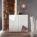 Weiße Anrichte für Wohnzimmer, 2 Türen, geometrisches Design, Vittoria Glam WH Katalog
