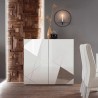 Weiße Anrichte für Wohnzimmer, 2 Türen, geometrisches Design, Vittoria Glam WH Katalog