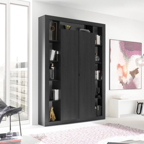 Moderne schwarze Holz-Wohnzimmer-Büchersäule mit 2 Türen Albus NR Aktion