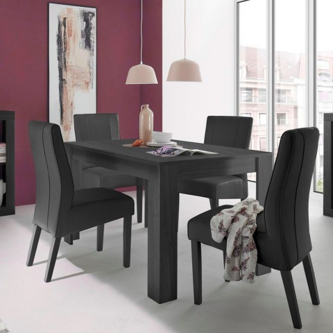 Ausziehbarer Esstisch schwarz 90x137-185cm aus Holz Avant Rimini Aktion