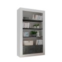 Bücherregal Wohnzimmer mit 3 Regalböden und 2 Türen in Hochglanz Weiß Schwarz Wally BX Angebot