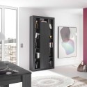 Moderne schwarze Standregal aus Holz, Höhe 217 cm, mit zentraler Tür Jote NR Aktion