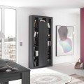 Moderne schwarze Standregal aus Holz, Höhe 217 cm, mit zentraler Tür Jote NR Aktion