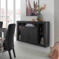 Schwarzes Holz-Sideboard 134 cm, modernes Design, 2 Türen, Lema NR Aktion