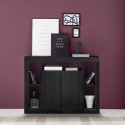 Schwarzes Holz-Sideboard 134 cm, modernes Design, 2 Türen, Lema NR Sales