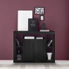 Schwarzes Holz-Sideboard 134 cm, modernes Design, 2 Türen, Lema NR Sales
