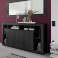 Moderne Anrichte Buffet aus schwarzem Holz mit 3 Türen 172cm Vivian NR Aktion