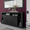 Moderne Anrichte Buffet aus schwarzem Holz mit 3 Türen 172cm Vivian NR Aktion