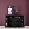 Moderne Anrichte aus schwarzem Holz mit 2 Türen und 3 Schubladen, Design Astante NR Rabatte