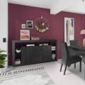 Moderne Anrichte aus schwarzem Holz mit 2 Türen und 3 Schubladen, Design Astante NR Aktion