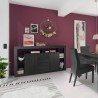 Moderne Anrichte aus schwarzem Holz mit 2 Türen und 3 Schubladen, Design Astante NR Aktion