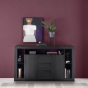 Moderne Anrichte aus schwarzem Holz mit 2 Türen und 3 Schubladen, Design Astante NR Sales