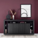 Moderne Design-Kommode, schwarz, Holz, 4 Türen, 210 cm, Radis NR Sales