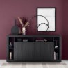Moderne Design-Kommode, schwarz, Holz, 4 Türen, 210 cm, Radis NR Sales