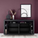 Moderne Design-Kommode, schwarz, Holz, 4 Türen, 210 cm, Radis NR Rabatte