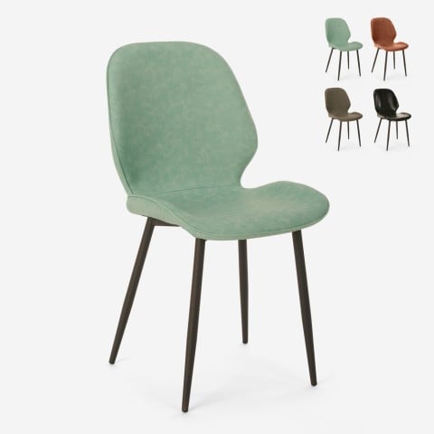 Stuhl in modernem Design ausn Metall und  Kunstleder für Küche Bar Restaurant Lyna Aktion