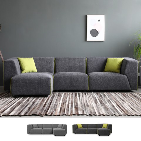 Modulares 3-Sitzer-Sofa aus Stoff in modernem Stil mit Hocker Jantra Aktion