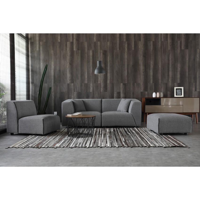  Jantra: 3-Sitzer Sofa Modular Aus Stoff Moderner Stil Mit Puff 