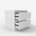 moderne Kommode Nachttisch mit 2 Schubladen, weißes Holz, Schlafzimmer Harlene Sales