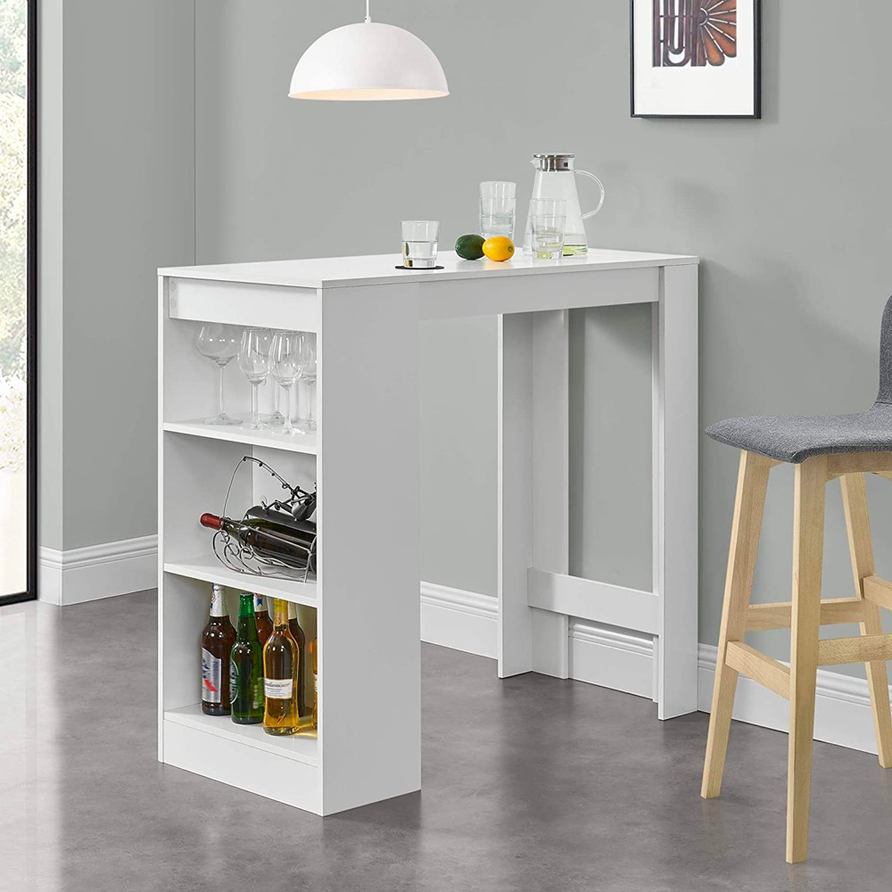 Hoher moderner Tisch für Küche und Bar, 103 cm hoch, mit seitlichen Ablagen Petra