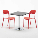 Schwarz Quadratisch Tisch und 2 Stühle Farbiges Polypropylen-Innenmastenset Restaurant Mojito