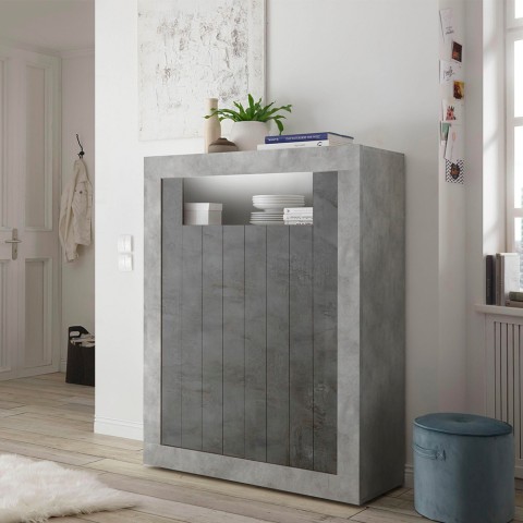 Moderne Hohe Wohnzimmerschrank Anrichte, Schwarz Beton, 2 Türen, Sior CX Aktion