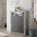 Moderne Hohe Wohnzimmerschrank Anrichte, Schwarz Beton, 2 Türen, Sior CX Aktion